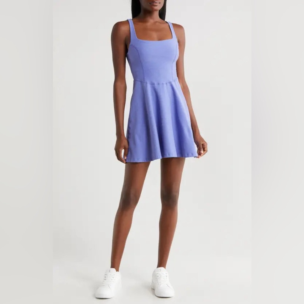 Beyond Yoga Blue Square Neck Everyday Dress | Size Small